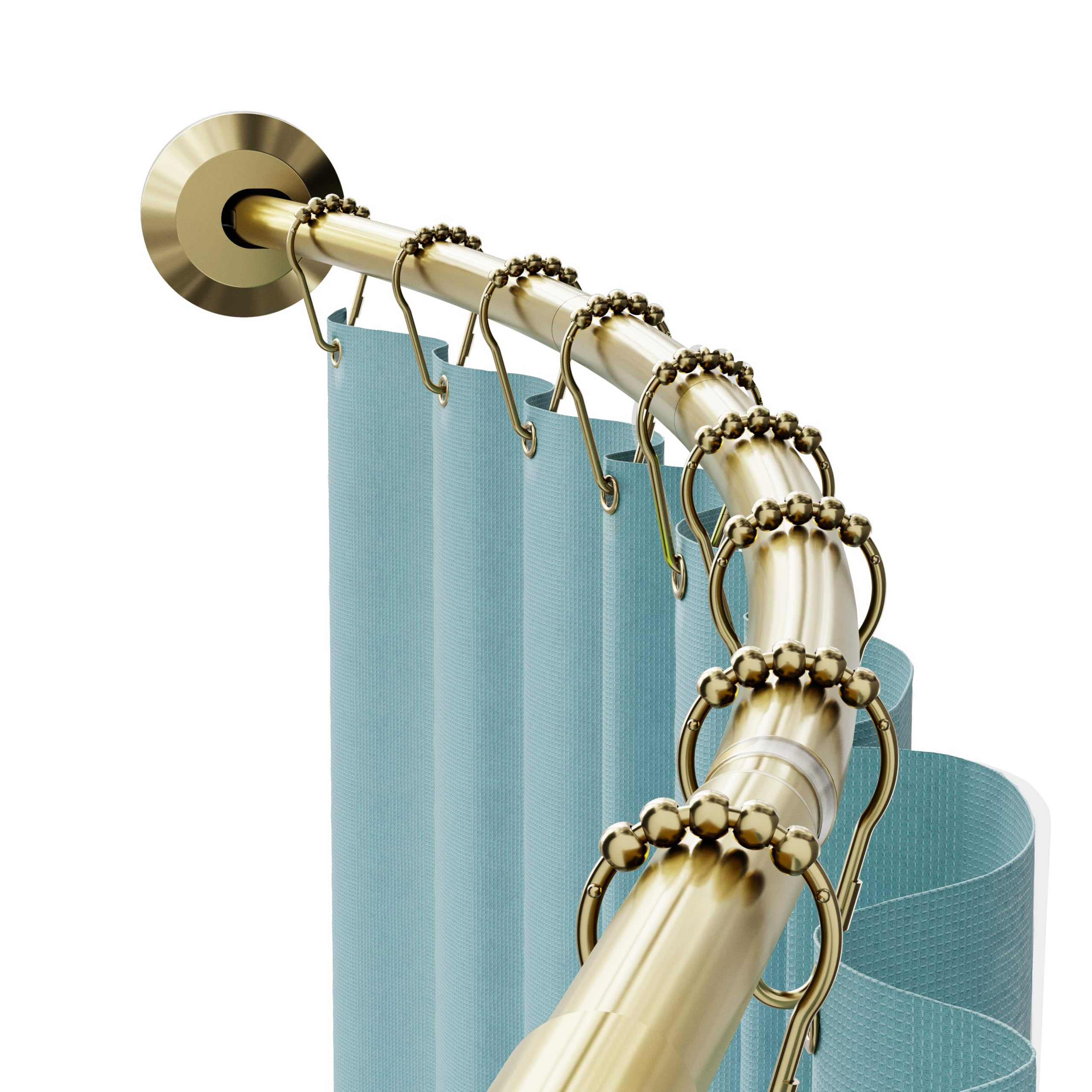 Photo 1 of Zenna Home Rustproof Curved Shower Curtain Rod, No Drill Tension or Permanent Mount Adjustable Curved Shower Rod for Bathroom, Easy Install, Rounded for Extra Room, 50 to 72 Inches, Gold