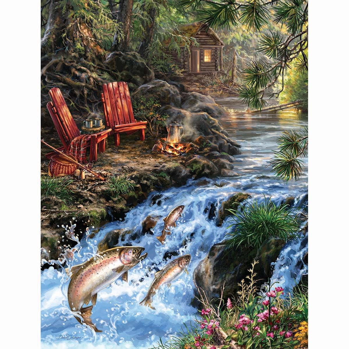 Photo 1 of Springbok's 500 Piece Jigsaw Puzzle The Fishing Hole - Made in USA