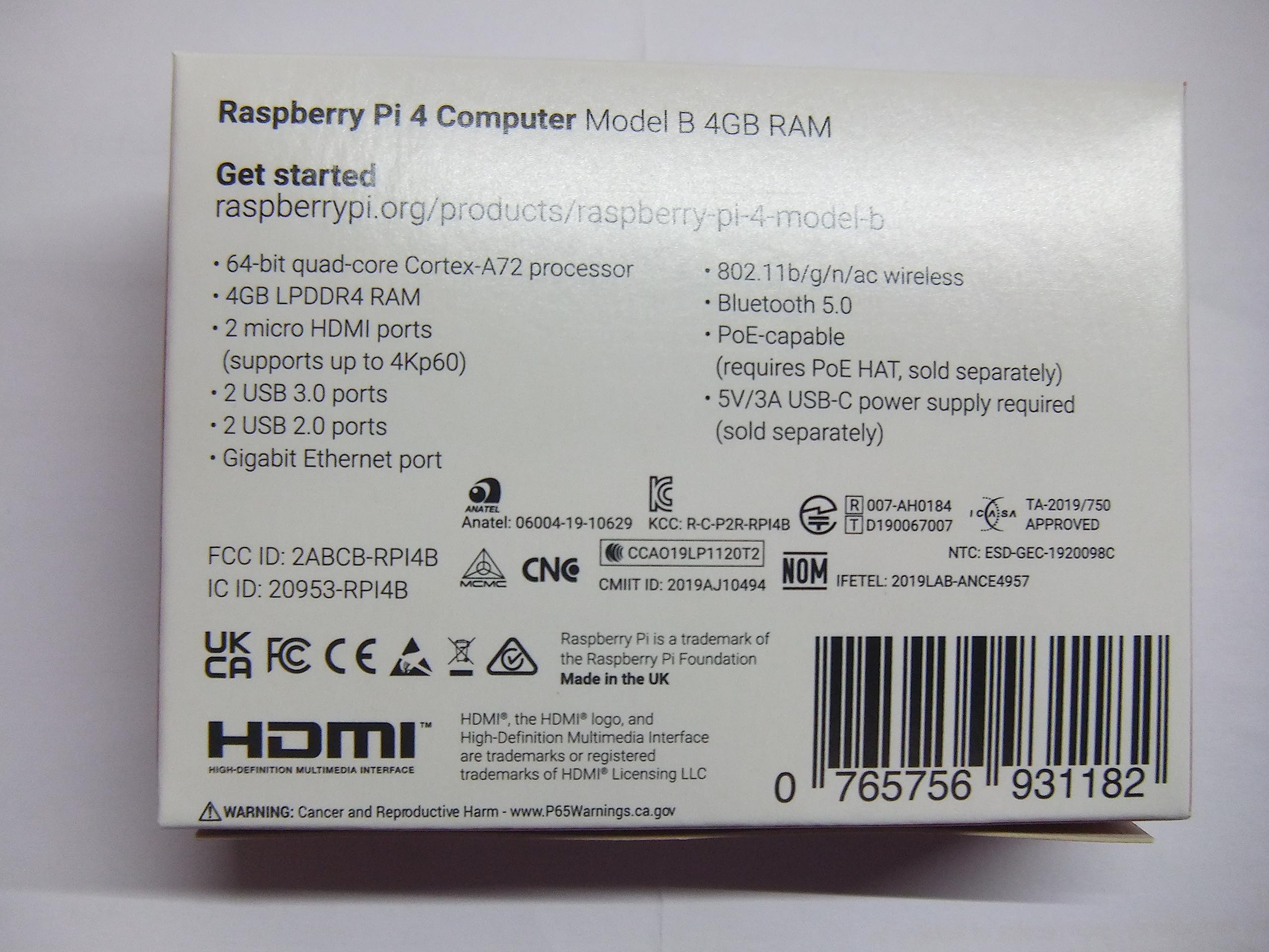 Mua Raspberry Pi 4 Model B (4 GB) made in UK, Raspberrypi Technical ...