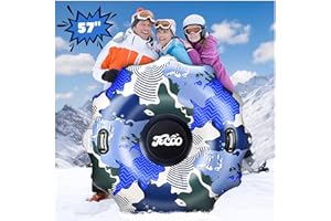 JECOO Snow Tube, Heavy Duty Inflatable Snow Tube for Toddler/Kids and Adults, Thick Cold-Resistant Material with Tow Strap and Reinforced Handles, Winter Toys for Outdoor Snow Sledding