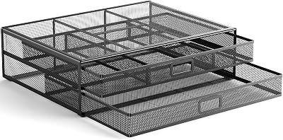 HUANUO Monitor Stand with 2 Drawers, Mesh Organizer, 40 lb Capacity