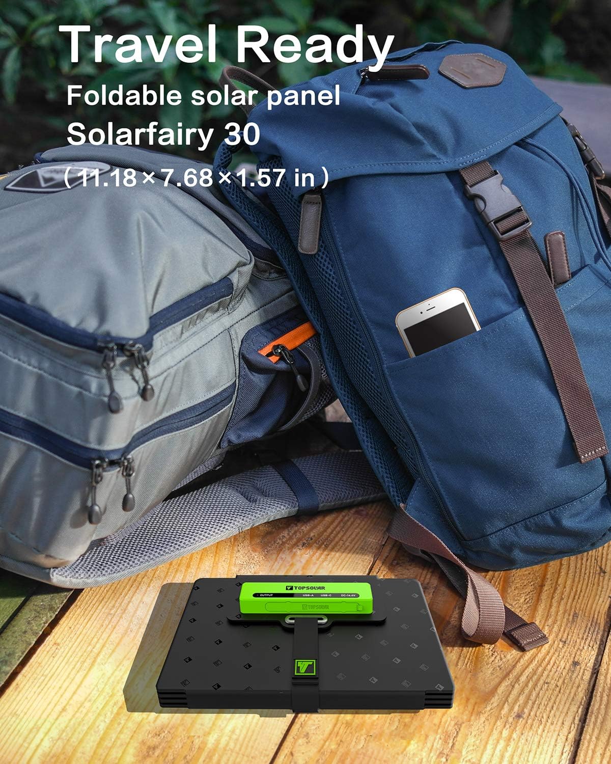 UPGRADE Topsolar SolarFairy 30 Foldable Solar Panel 30W Portable Battery Charger Kit for Cell Phone Power Bank Car Boat RVs Off Grid Charge 12V Batteries & 5V Device: Electronics