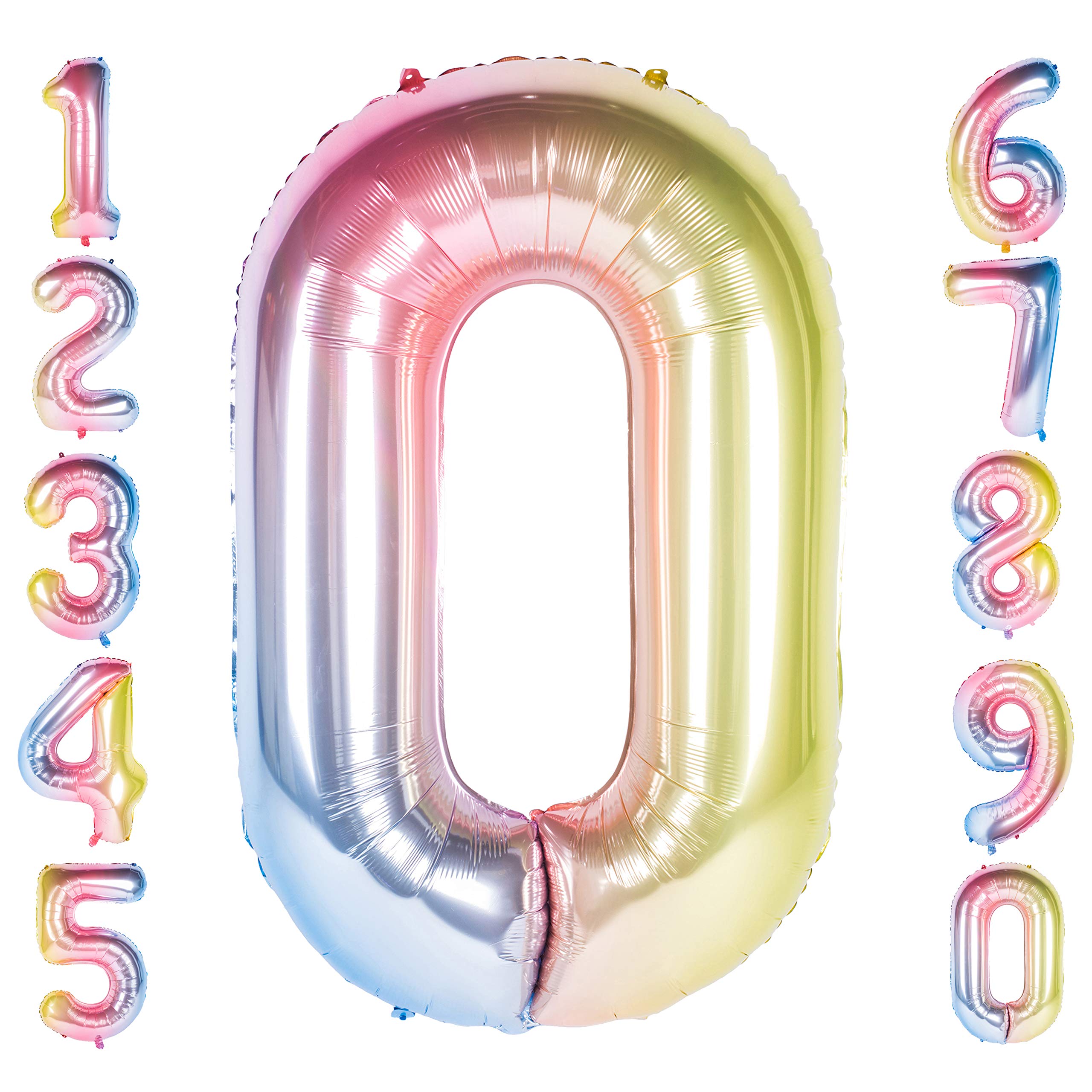 Number Balloons,40 Inch Birthday Number 0 Balloon Party Decorations Supplies Helium Foil Mylar Digital Balloons