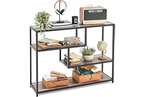 LINSY HOME Console Table, 4-Tier Sofa Tables for Entryway, Narrow Tables with Open Storage Shelves, 39.3” Console Tables for Entryway, Hallway, Sofa, Couch, Living Room, Bar, Kitchen, Beige