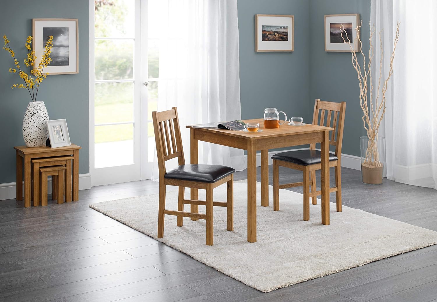Julian Bowen Oak Wood Coxmoor Square Dining Table, Height: 75, Width: 75, Depth: 75cm