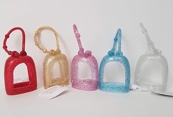Bath And Body Works 5 Pack Pocketbac Hand Sanitizer Holder Assorted Sparkled Colors