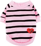 Zunea Small Dog Shirt Striped Love Heart Sequin Tee Soft Cotton S view 3