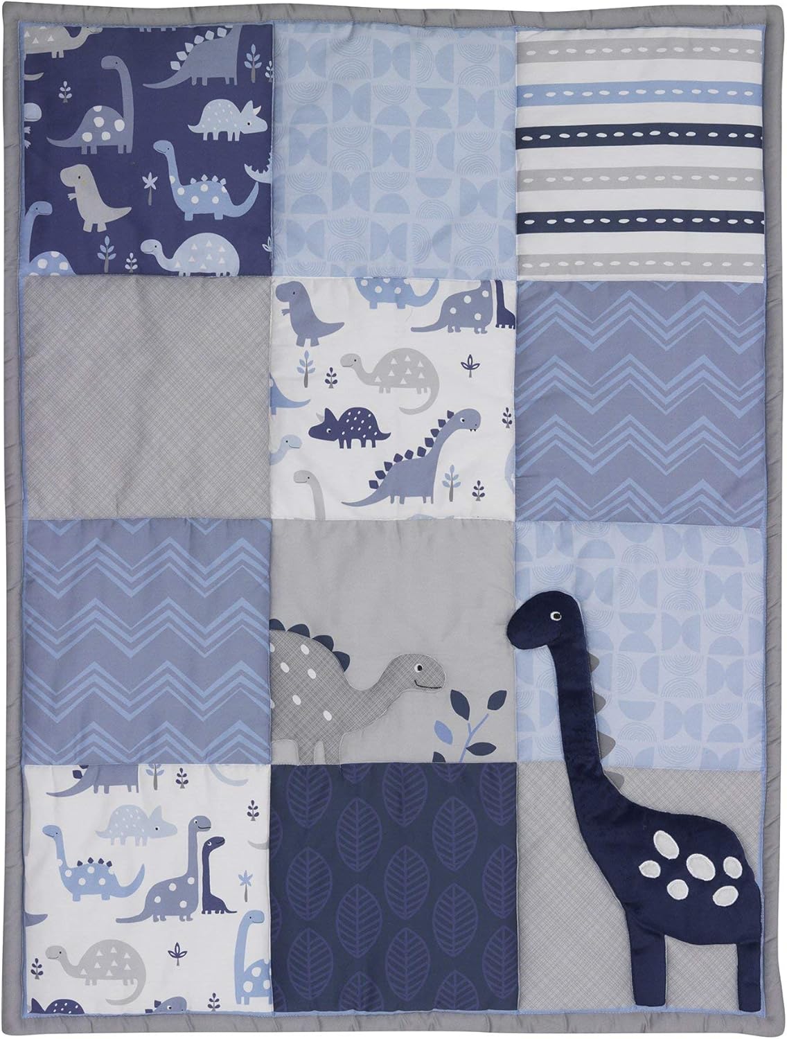 Bedtime Originals Roar Dinosaur 3 Piece Crib Bedding Set, Blue/Gray : Baby