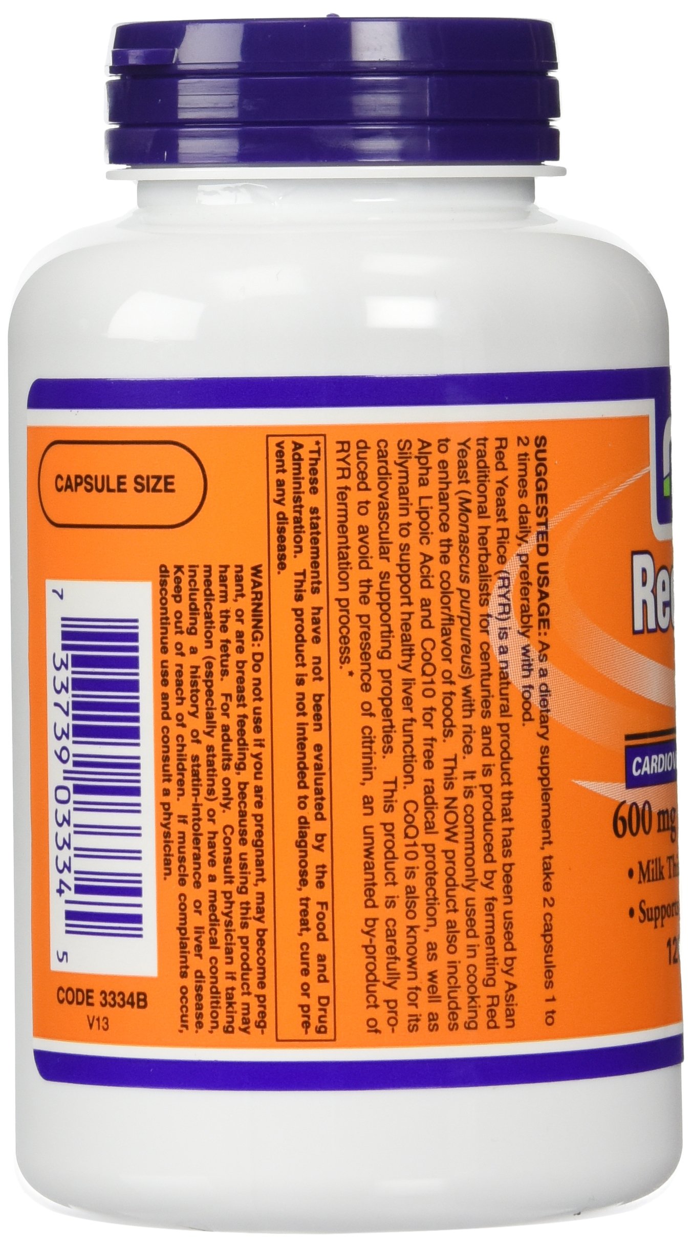 NOW Foods 600mg Red Yeast Rice & 30mg Coq10, 120 caps (pack of 2)