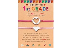 PINKDODO Back to School Gifts Mother Daughter Bracelet Set for 2 First Day of School Bracelet Mommy and Me Bracelets for Mother Daughter Girls Boys