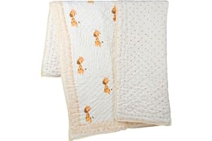 CPC COTTON PRINT CLUB CPC Indian 100% Cotton Quilted Block Printed Nursery Quilt, Lightweight and Warm Reversible Quilt, Machine Washable Baby Crib Reversible Quilted Blanket, 42x58 inches, Giraffe (Giraffe)