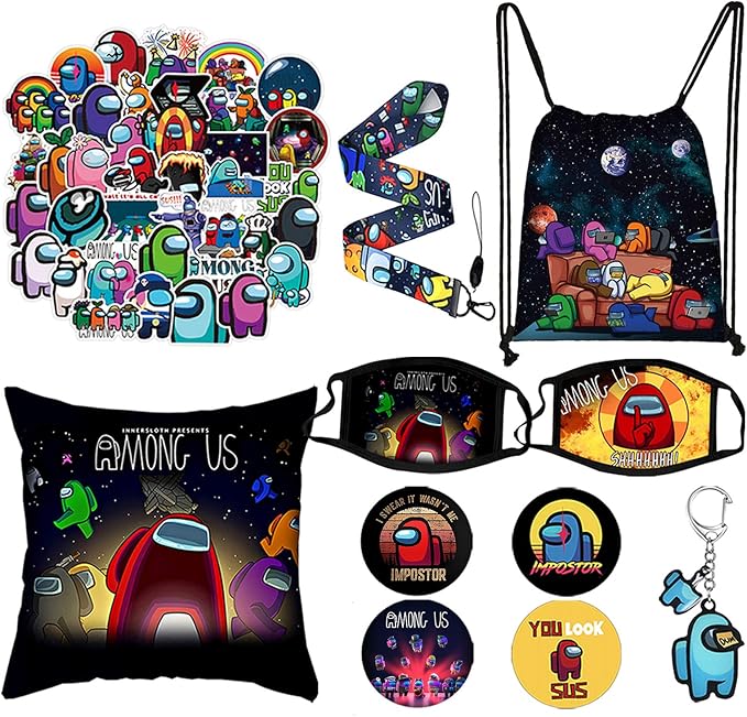 Among Us Gift Set Game Stickers/Drawstring Bag Backpack/Face Mask