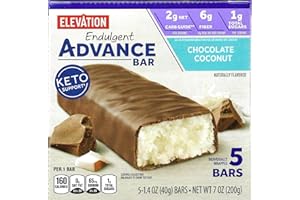 GENERIC Millville Elevation Advance Chocolate Coconut Bars, Carb Conscious, 5g Protein, with Recipes. One box of 5, 1.4oz Individually Wrapped Bars. Bundle Includes 2 Recipes, 5 bars.
