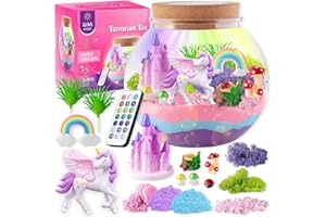 Unicorn Light-Up Terrarium Kit for Kids - LED Night Light Birthday Gift for Girls Ages 4 5 6 7 8-12 Year Old - Unicorn Toys f