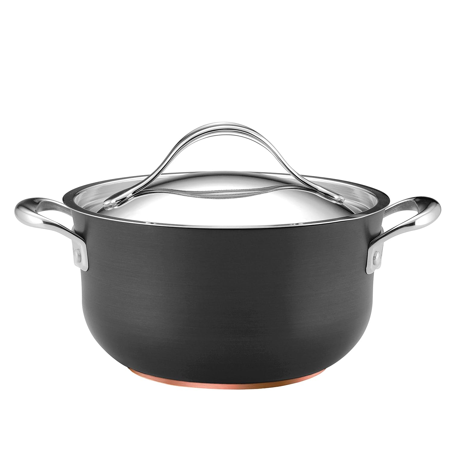 Anolon Nouvelle Copper Nonstick Covered Casserole, 4-Quart, Dark Gray