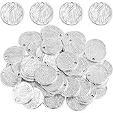 KMOSPAD 60 Pieces 15 mm Antique Silver Flat Round Disc Charms Alloy Blank Stamping Tag Pendants with Textured Pattern for DIY Bracelet Earrings Jewelry Making Supplies