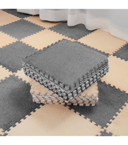 Floor Tiles 10pcs Soft Plush Interlocking Foam Play Mat Set Non