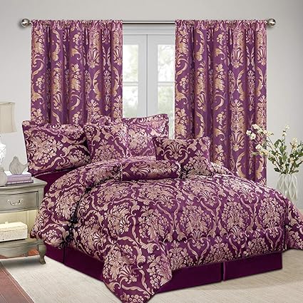 As Imperial Rooms Jacquard 7 Piece Bedding With Matching Curtains