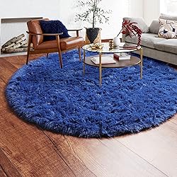 ONASAR Navy Blue Round Area Rugs 5ft, Soft Bedroom