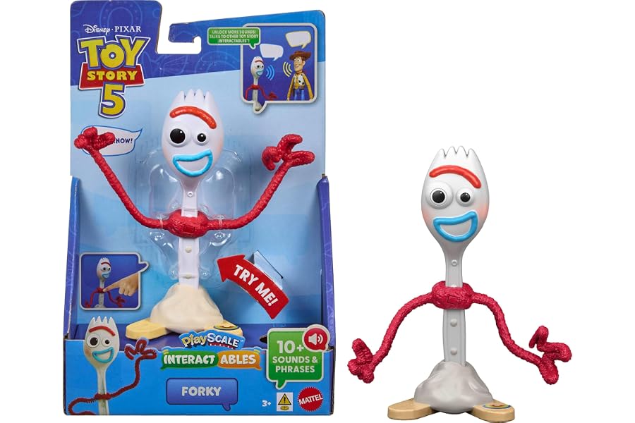 Mattel Disney and Pixar Toy Story 5 Interactables Forky | 7-inch Playscale Talking Figure, Movie Phrases, Converses with Other Characters in the Line