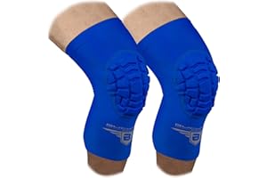Bucwild Sports Volleyball Knee Pads | Padded Knee Compression Sleeves with Anti-Slip Grip & Flatten-Resistant Cushion | For Basketball, Volleyball, Wrestling & Training – 1 Pair (Royal Blue, XS)