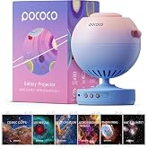 POCOCO Galaxy Star Projector + Fixed Star and Nebula Series Discs | 8 Discs Total, Rechargeable, 1W Soft Light, 2 Megapixel Lens, 5K Discs, Realistic Galaxy