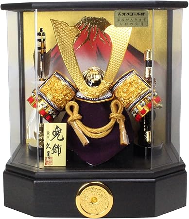 Amazon 人形の久月 11号 長鍬兜 黒塗り桐六角アクリルケース飾り 間口35cm X 奥行29cm X 高さ38cm 五月人形 K 兜飾り おもちゃ