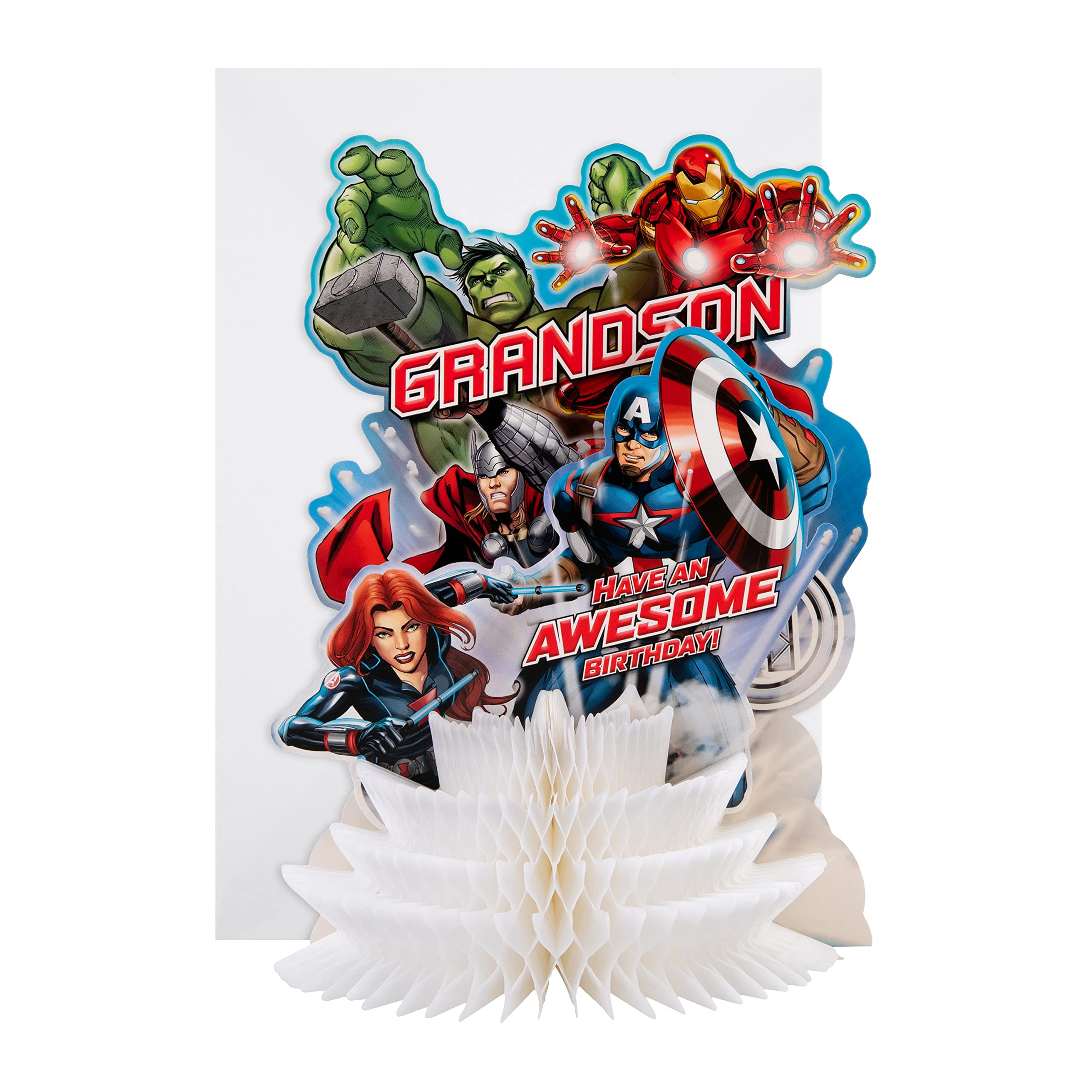 Hallmark 3D Sculpture Birthday Card for Grandson - Marvel Avengers Paper WOW Design
