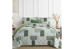 Xruibed Parure de lit 3 pièces avec courtepointe en patchwork pour grand lit – Couvre-lit réversible en microfibre pour toute