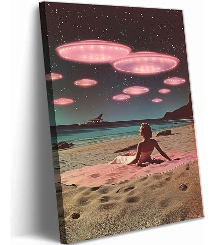 Amazon.com: Vintage Ufo Canvas Wall Art Alien Abduction Poster