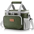 Lifewit Large Lunch Bag Insulated Lunch Box Soft Cooler Cooling Tote for Adult Men Women, Gray and Green 12-Can (9L)