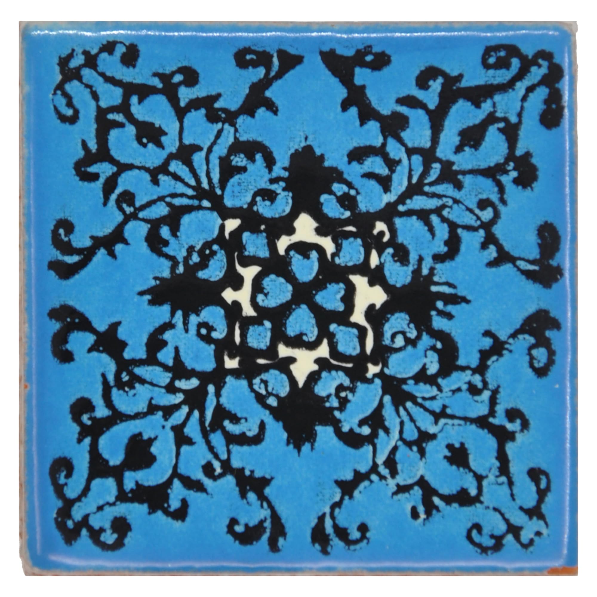 Tumia LAC Handmade Mexican Talavera Tile - Authentic Style Dolores Ceramic Tiles for Crafts, Backsplashes and Home Improvement - 10 Pack