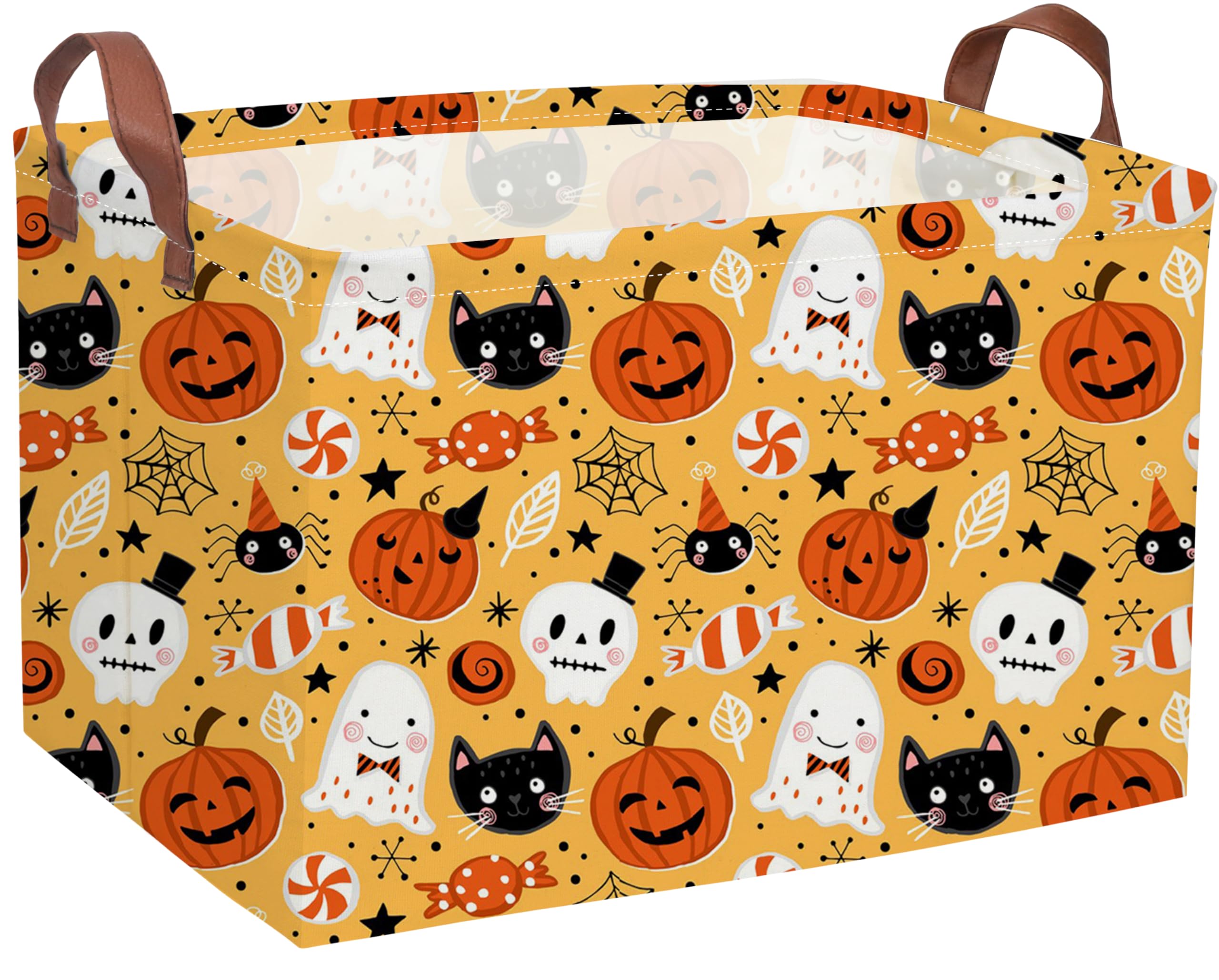 Photo 1 of DDBASKET Halloween Basket Pumpkin Baskets Trick or Treat Basket Rectangular Toy Storage Bin for Halloweens Parties(Candy Halloween)
