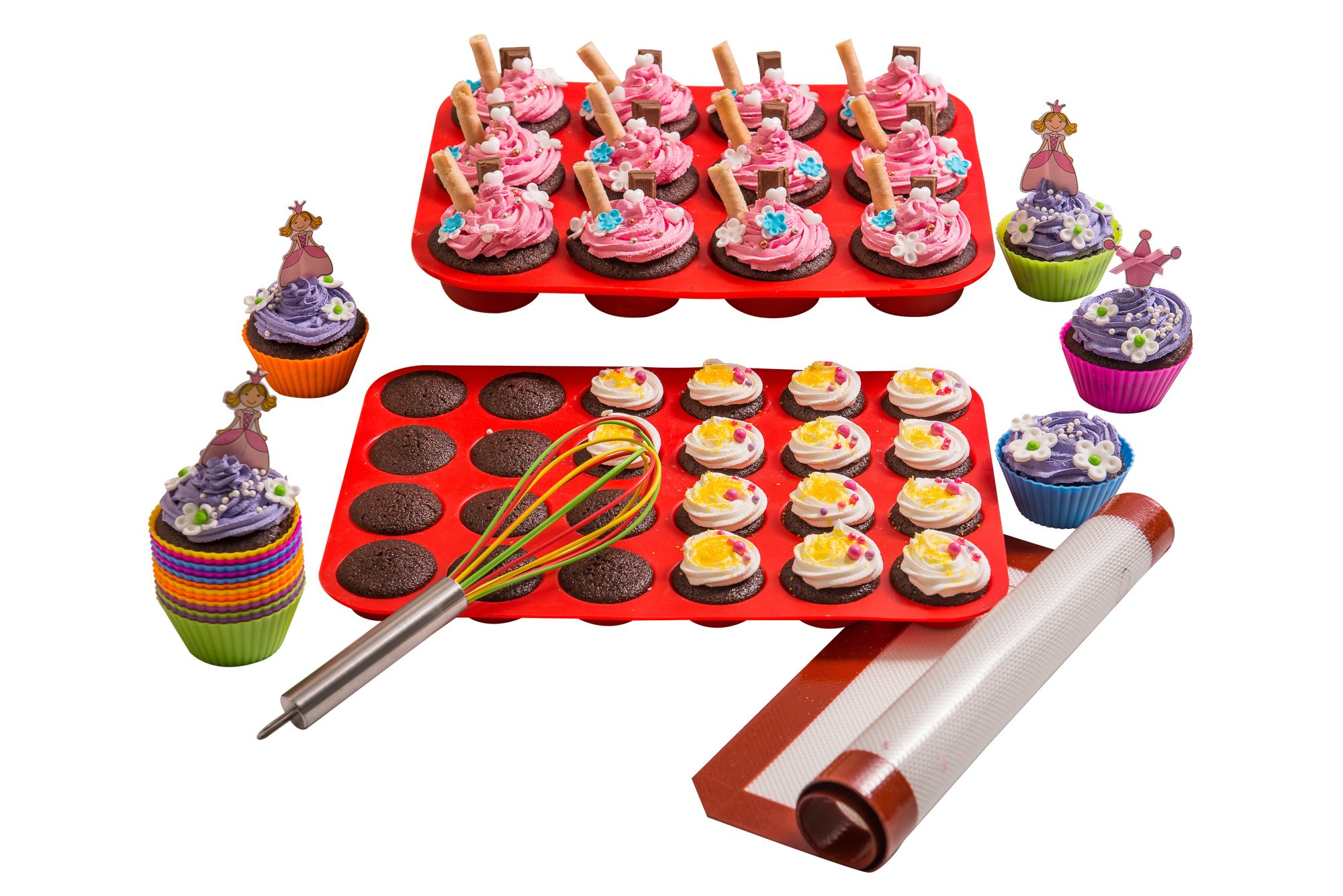 Silicone molds Cupcakes/Muffin Bakeware Set, 16Piece, Baking Mat/12