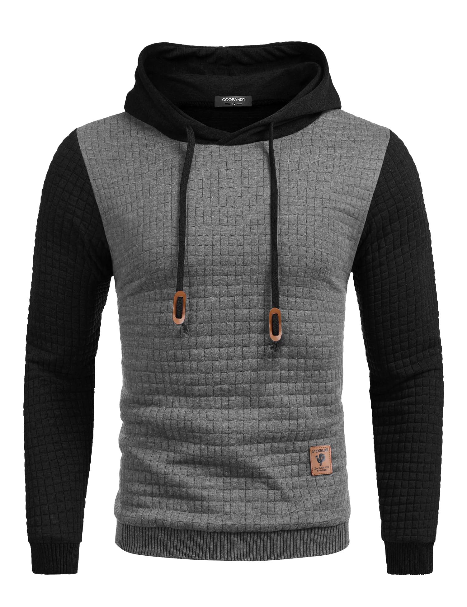 COOFANDY Mens Hooded Sweatshirt Casual Long Sleeve Drawstring Waffle Knit Pullover Hoodies Image