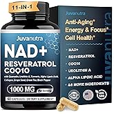 NAD Supplement 11-in-1 Extra Strength – Liposomal NAD with Resveratrol, CoQ10, Urolithin A, ALA & Turmeric – Supports Anti-Aging, Cellular Repair, Energy & Focus – for Women & Men – 60 Capsules