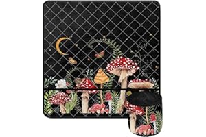 Psesaysky Mushroom Sewing Machine Mat Reduce Vibration Waterproof Sewing Machine Pad with Pockets for Table Pad Organizer with Pockets for Singer and Brother Sewing Machine