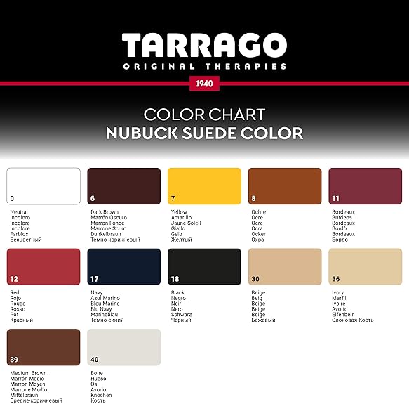 Tarrago | Nubuck Suede Color 75ml | Renovador de Color Para Zapatos de Ante y Nobuck | Resalta Los Colores Del Calzado, Nutre y Protege | Con Esponja ...