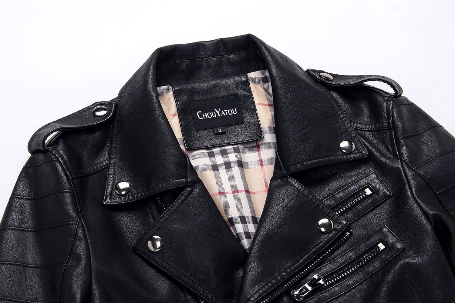 chouyatou Men's Vintage Asymmetric Zip Lightweight Faux Leather Biker Jacket at  Men’s Clothing store