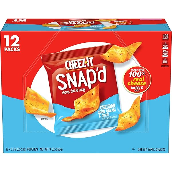 CHEEZ-IT SNAP’D CHEESE CRACKER CHIPS, THIN CRISPS, LUNCH...