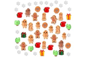 Sawysine 64 Pcs Mini Resin Christmas Figurines Christmas Miniatures Figurines Garden Miniature Ornament Mini Gingerbread Xmas Tree for DIY Crafts Snow Globes Fairy Decor Cake Toppers