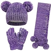 Kids Winter Gloves Hat Scarf for Girls,Ages 3-10 Kids Christmas Gifts,8 7 6 Years Old Girl Wool Beanie Gloves Hat Scarf