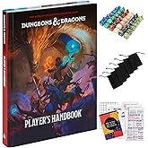CraftyCrocodile Dungeons and Dragons 2024 Player's Handbook Bundled with DND 6 Dice Sets, Flannel Bags, Complete Printable Kit - Core Rulebook with D&amp;D Starter Set Accessory - Tabletop Board Game