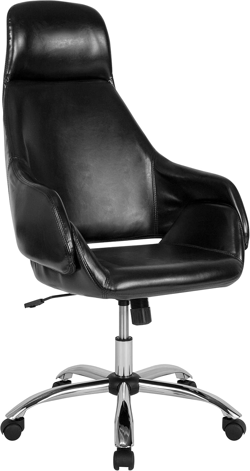 Flash Furniture Marbella Home and Office Upholstered High Back Chair in Black LeatherSoft