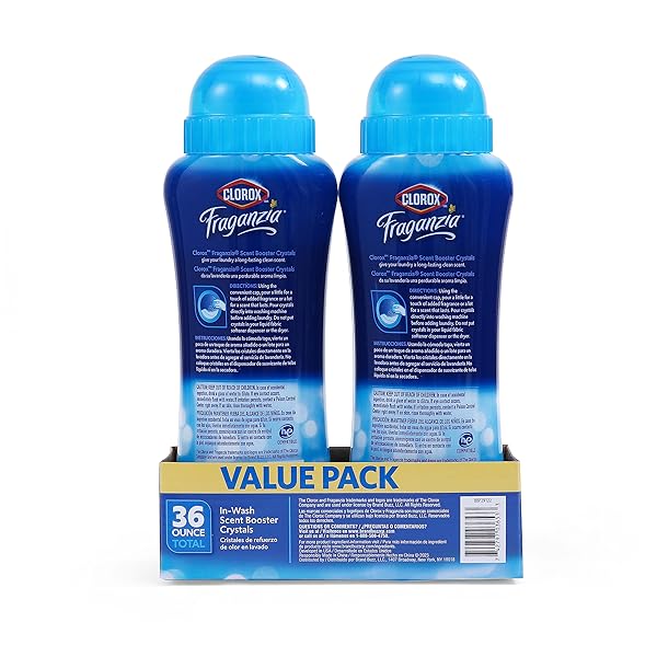 CLOROX FRAGANZIA LAUNDRY SCENT BOOSTER CRYSTALS IN LINEN SCENT, TWIN PACK, SCENTED IN-WASH FRESHENER BEADS FOR FRESH, CLEAN, GREAT SMELLING CLOTHES AND LINENS, 18 OZ – 2 PACK