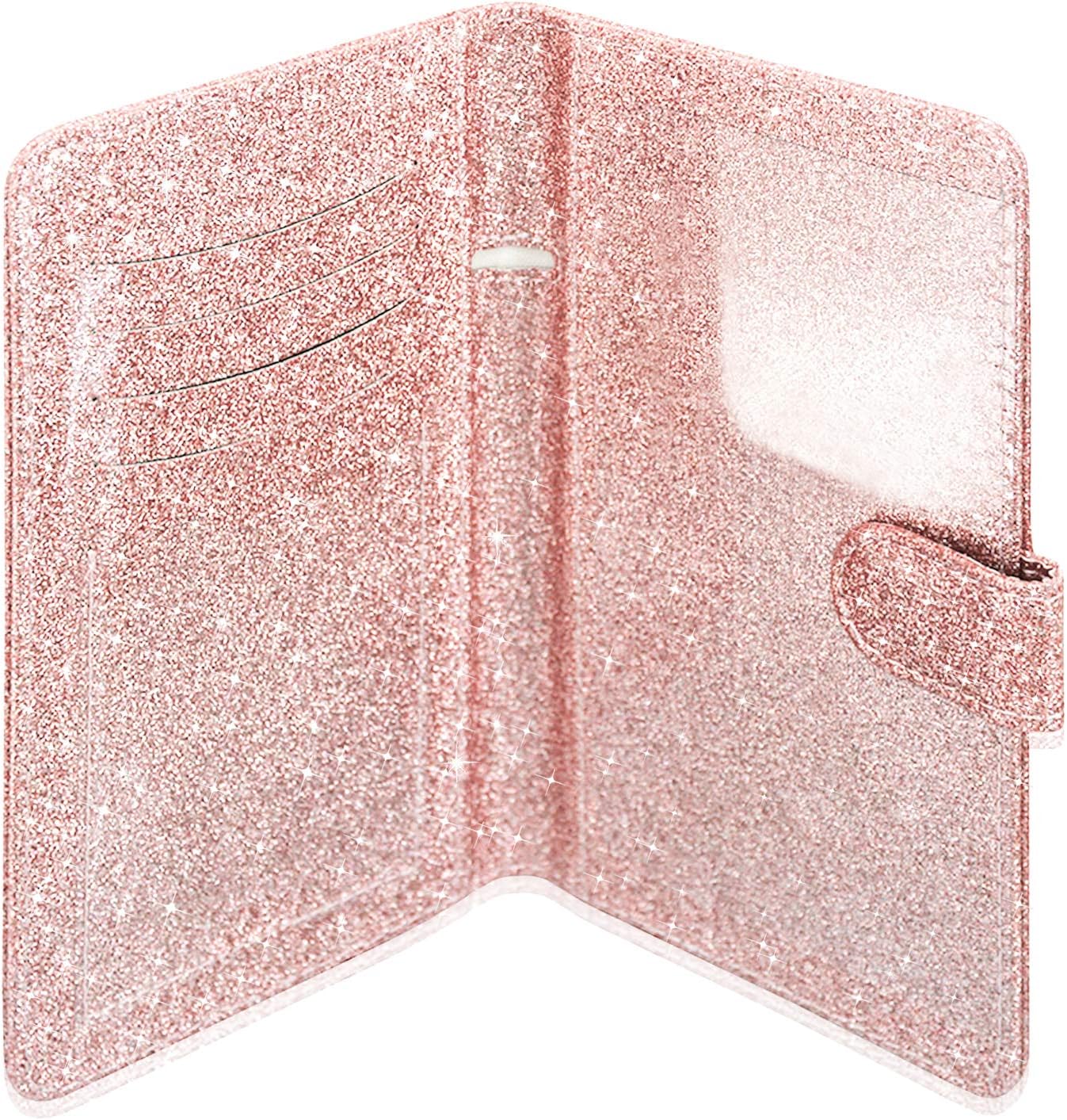 Checkbook Cover(2020 Edition), ACdream Premium Leather Personal Checkbook Cover Holder for Women & Men with Magnetic Closure (Support Checks & Credit Cards), Glitter Rose Gold