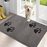 PURRUGS Dirt Trapping Door Mat 20" x 31.5", Non-Skid/Slip Machine Washable Microfiber Entrance Rug, Shoes Scraper, Dog Doormat, Super Absorbent Floor Mat for Muddy Wet Shoes and Paws, Light Grey
