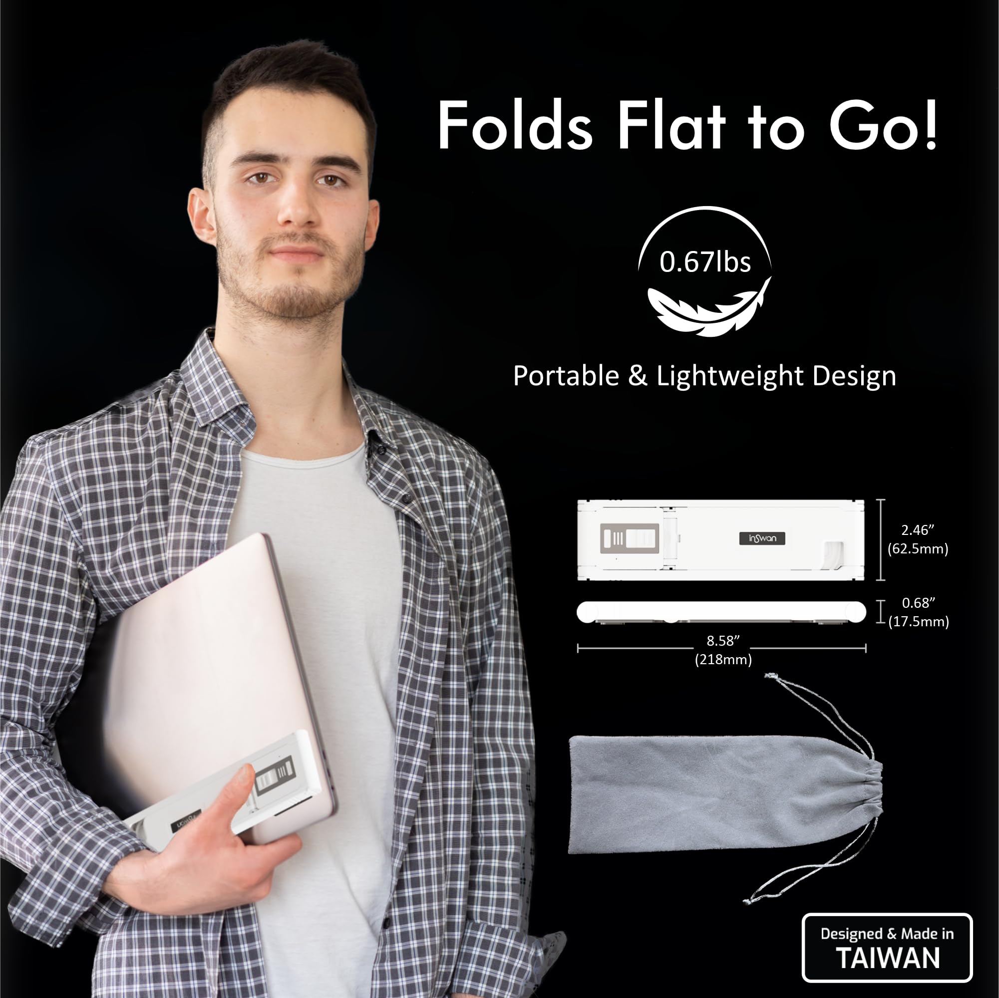 INSWAN INS-Flip 4 4K USB Portable Document Camera/Webcam/Visualiser—13MP Ultra HD, Foldable Design, Auto Focus, Mic, LED, Compatible with Mac OS, Windows, iPad, Chromebook for Distance Learning