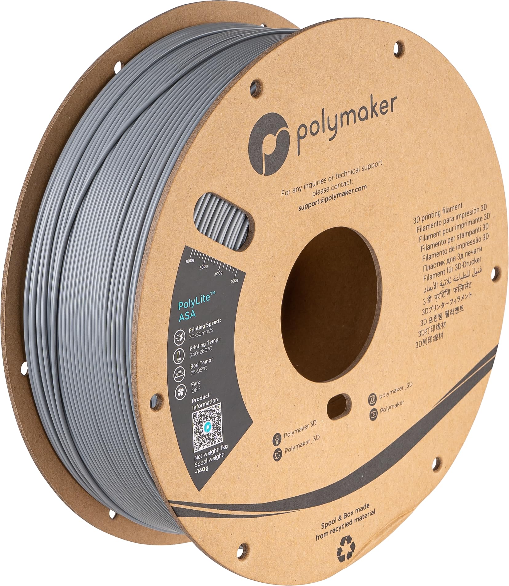 Polymaker PolyLite ASA Grey - 1.75mm - 1kg