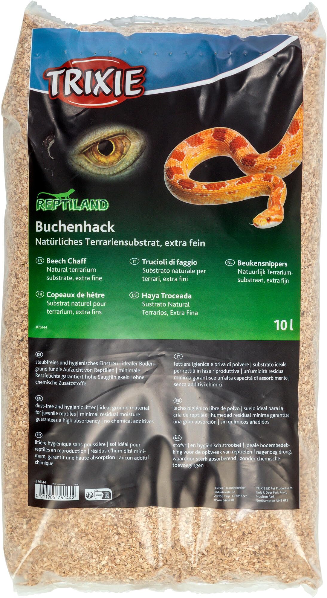 TRIXIE beech wood terrarium substrate extra fine - 10 litres - for reptile breeding - high absorbency - dust-free and hygienic - without chemical additives - 76144